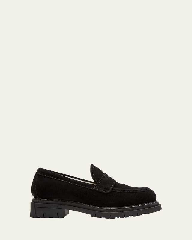 Devin Suede Shearling Penny Loafers
